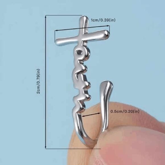 Faith Cross White Gold Plated Nose Cuff/Ring - Picture 3 of 3